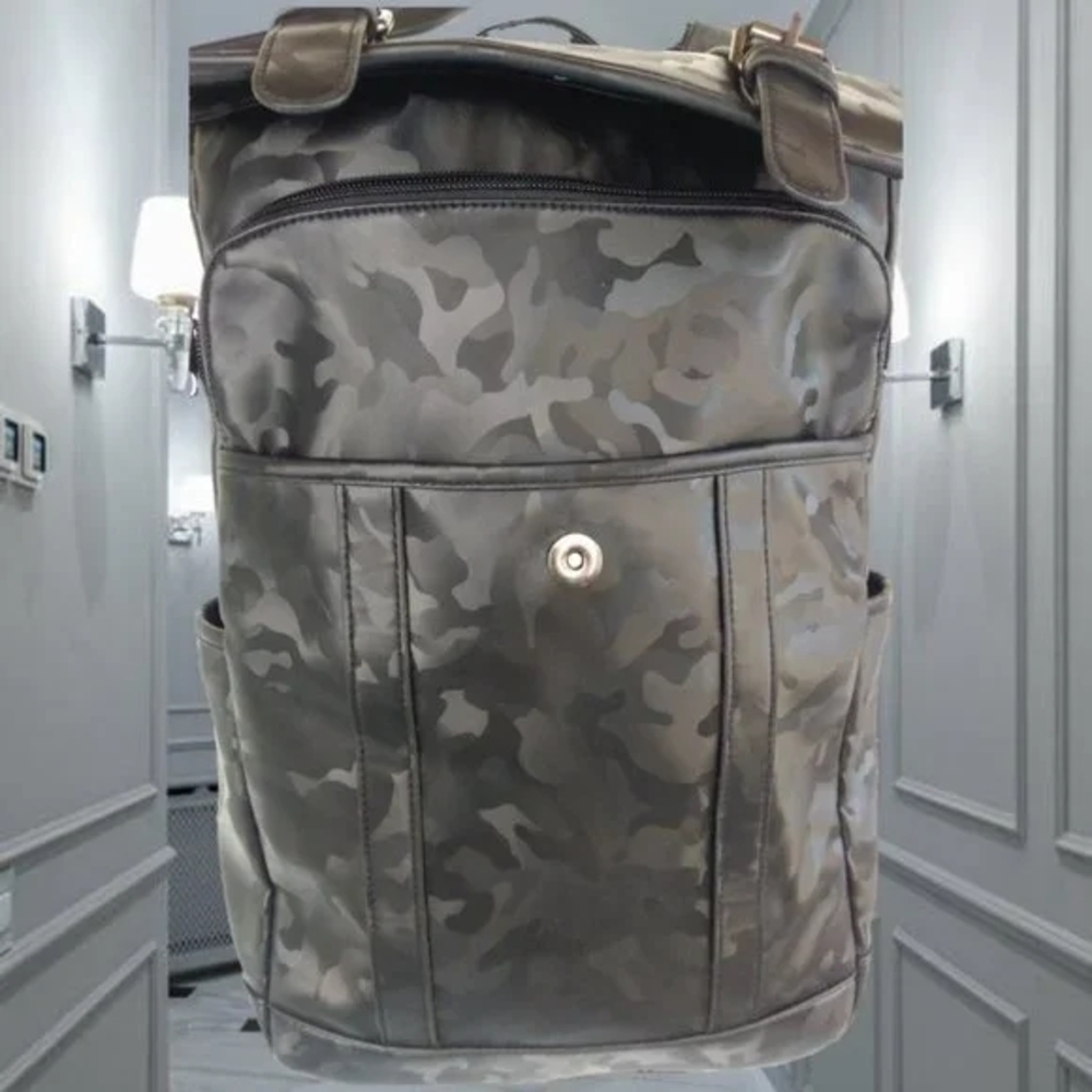 2-UV New Black Camo Backpack goth unisex men's women's camouflage - Picture 4 of 10